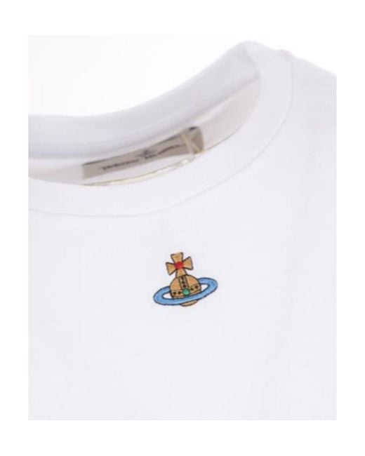 Vivienne Westwood White Orb Logo-Embroidered Crewneck T-Shirt for men