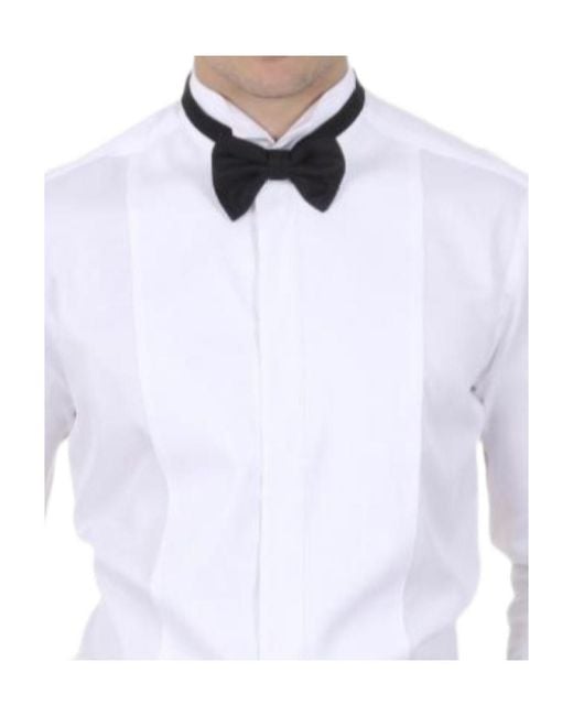 Armani Collezioni White Cotton Long-Sleeved Shirt for men