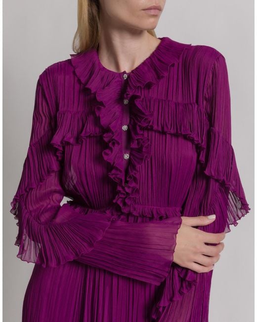 Alberta Ferretti Purple Silk Creponne Evening Dress