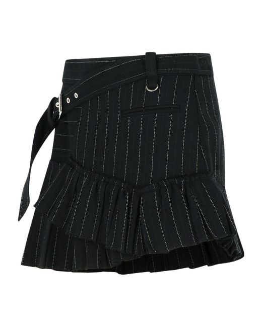 Isabel Marant Black Striped Belted Skirt