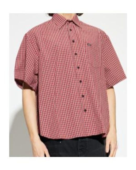 Vetements Red Logo Patch Checked Short-Sleeve Shirt for men