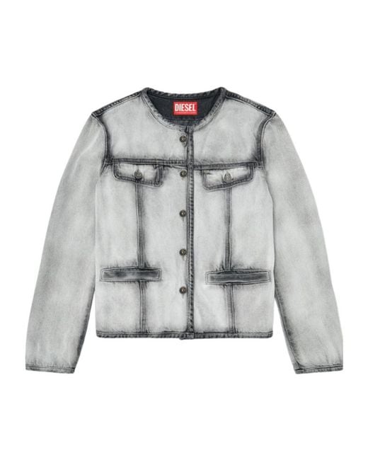 DIESEL Gray De-Grafy-Fsi Buttoned Denim Jacket