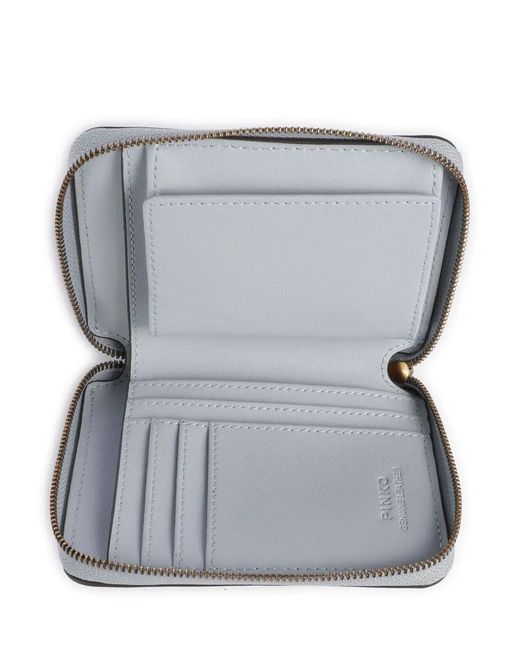 Pinko White Love Birds Zip Around Wallet