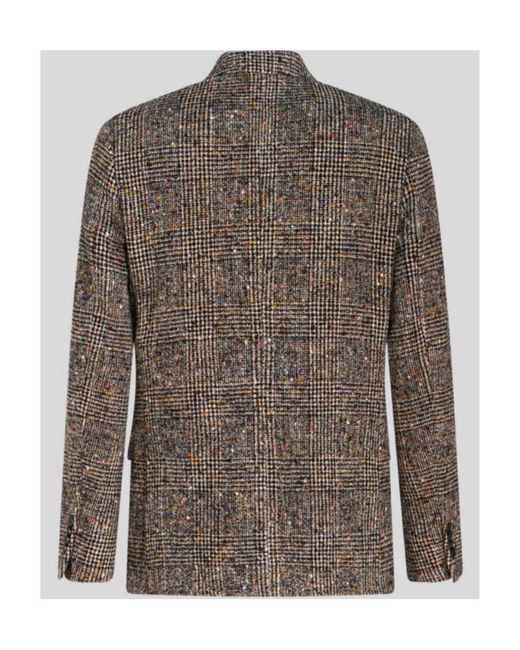 Etro Brown Single-Breasted Checked Blazer for men
