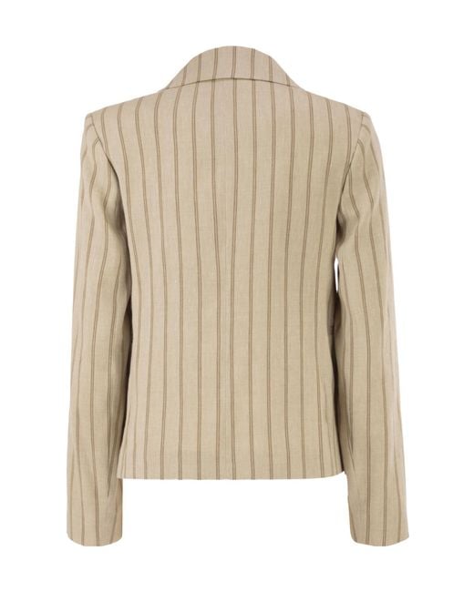 Antonelli Natural Pinstriped Single-Breasted Blazer