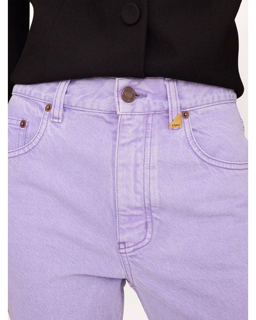 Chloé Purple Chloé Logo Patch Straight-Leg Jeans
