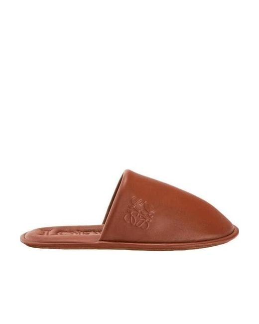 Loewe Brown Cattle Leather Slippers