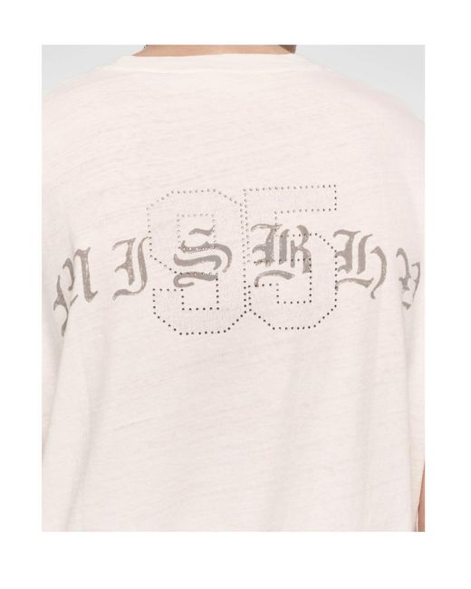 M I S B H V White Logo-Print T-Shirt for men