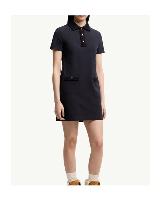 Moncler Blue Cotton Piquet Polo Mini Dress