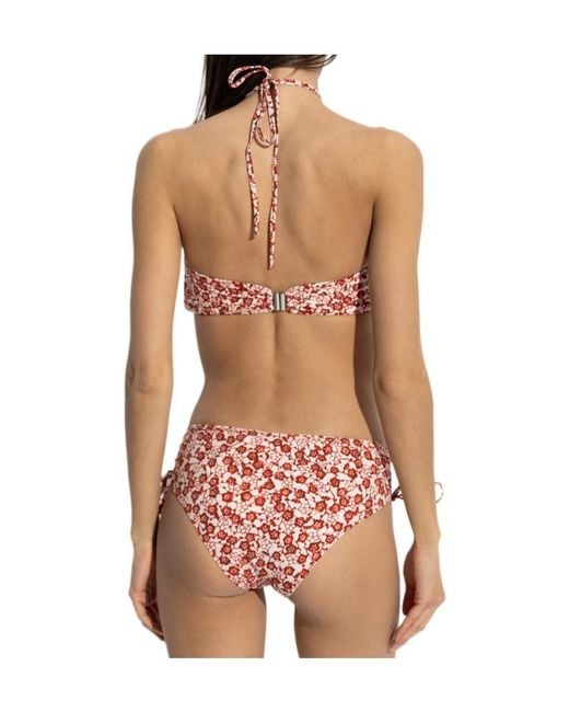 Isabel Marant Red Floral Motif Tie Fastened Bikini Top