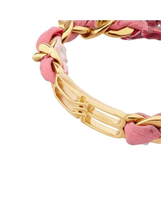 Balenciaga Pink Bb Icon Ribbon Bracelet
