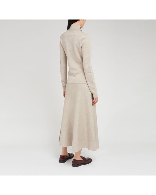 Gabriela Hearst Natural High-Necked Long-Sleeved Sweater