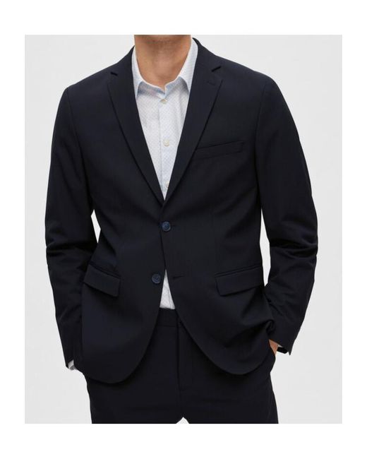 SELECTED Blue Viscose Blend Slim Fit Blazer for men