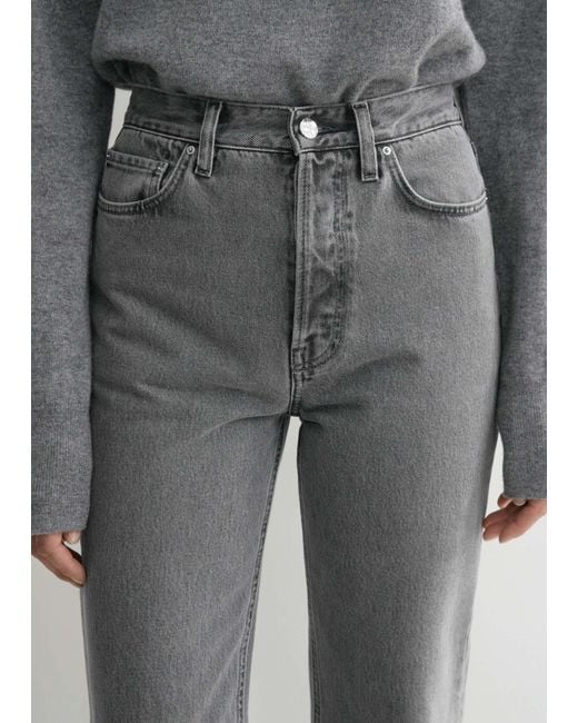 Totême Gray Mid-Rise Straight-Leg Jeans