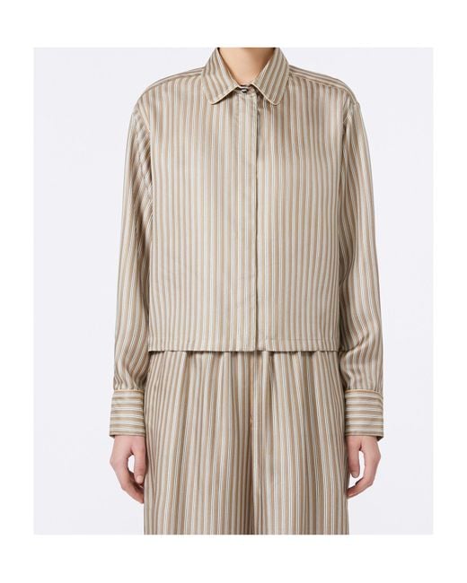 Max Mara Natural Printed Silk Cropped Shirt