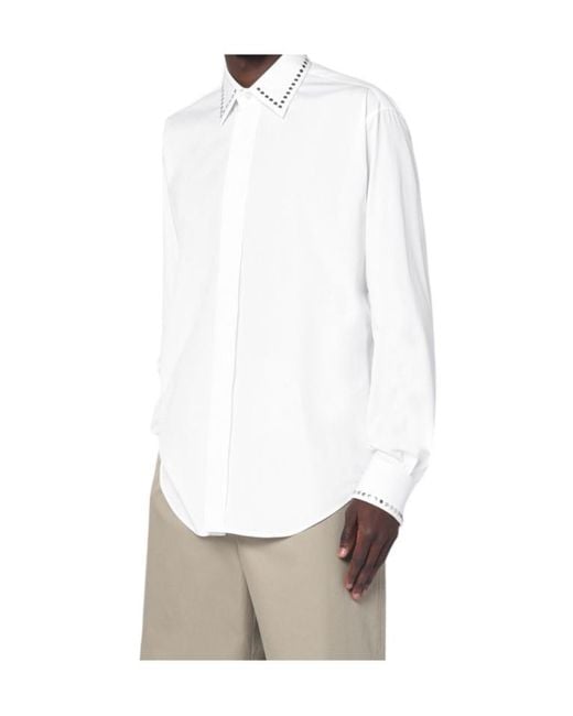 McQueen White Studded-Collar Shirt for men