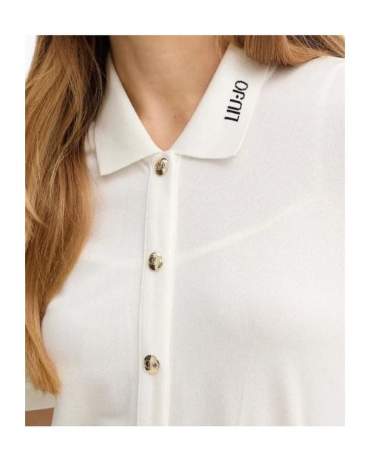 Liu Jo White Collar-Detail Button-Up Mini Dress