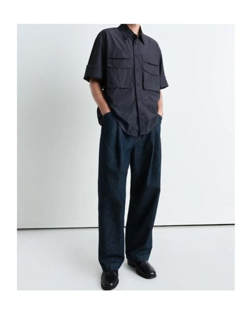 Lemaire Blue Button-Detailed Collared Shirt for men