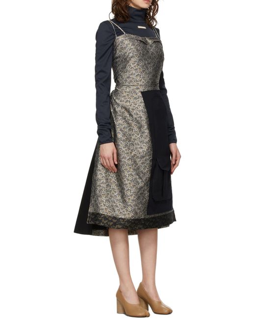 Maison Margiela Blue Floral-Embroidered A-Line Dress