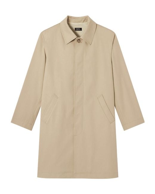 A.P.C. Natural Cotton Gabardine Trench Coat for men