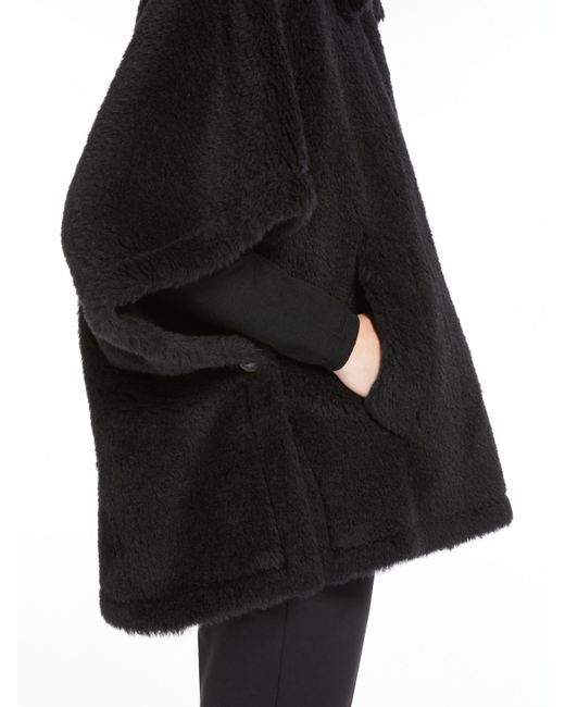 Max Mara Black Tebe Faux Fur Short-Sleeved Coat