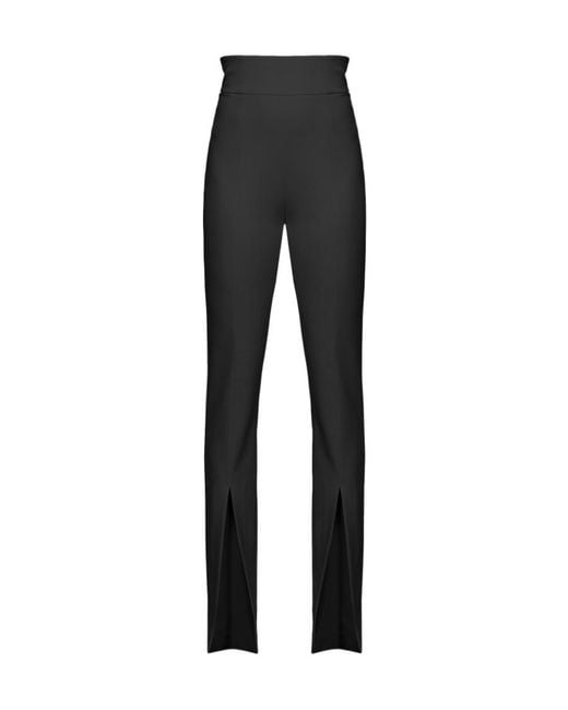 Pinko Black High-Waisted Front-Slit Trousers