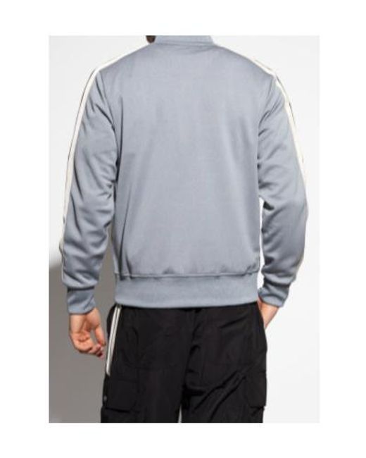 Palm Angels Blue Logo Embroidered Zipped Sweatshirt for men