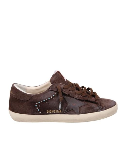 Golden Goose Deluxe Brand Brown Super Star Studded Sneakers for men