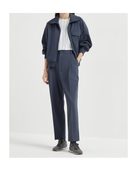 Brunello Cucinelli Blue Monili-Detail Sweatshirt