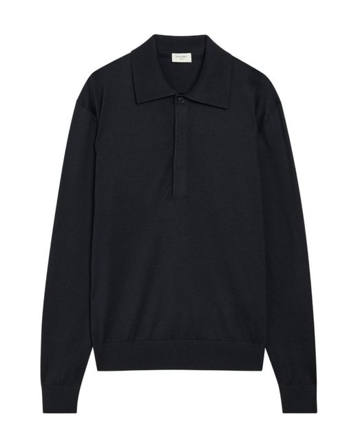Saint Laurent Blue Silk And Cotton-Blend Polo Shirt for men