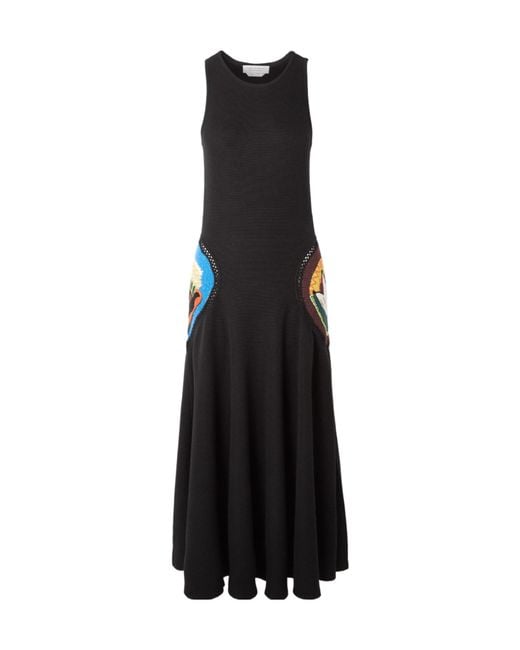 Gabriela Hearst Black Alia Crocheted Trim Maxi Dress