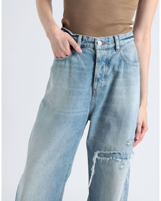 DIESEL Blue Comfortable Stylish Washed Ripped Mid-Rise Straight-Leg Jeans