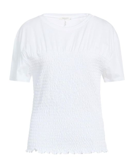 Rag & Bone White Solid Color Crew Neck Short-Sleeve T-Shirt