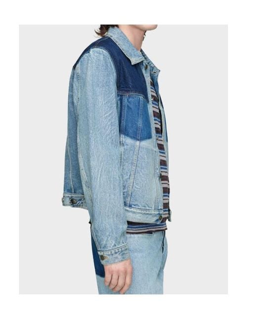 Maison Margiela Blue Patchwork Denim Jacket for men