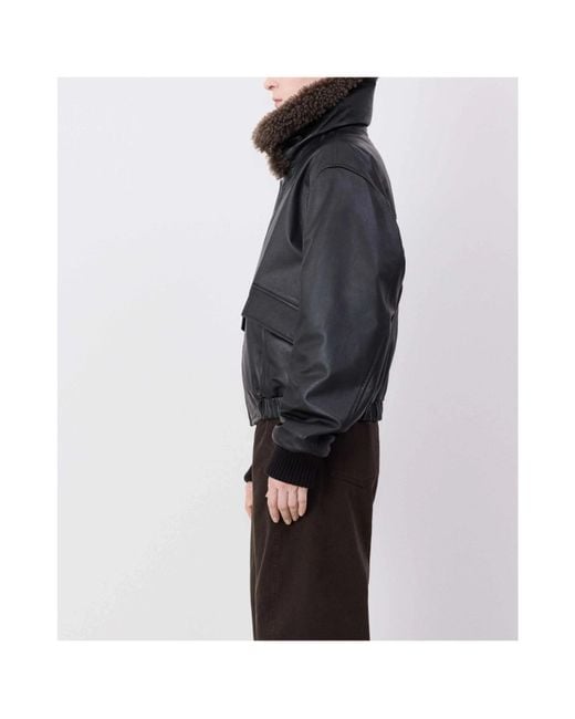 Lemaire Black Relaxed Fit Leather Blouson