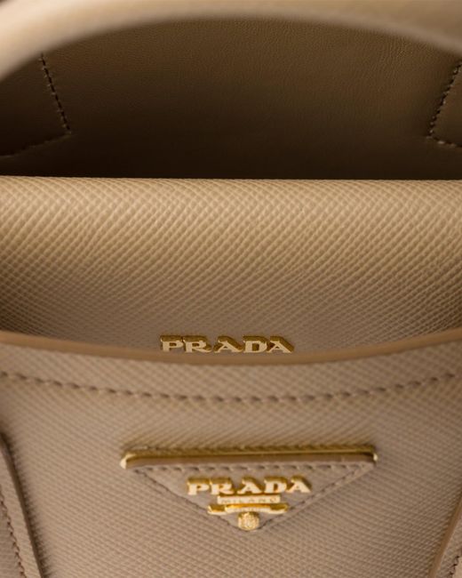 Prada Natural Double Small Saffiano Leather Bag
