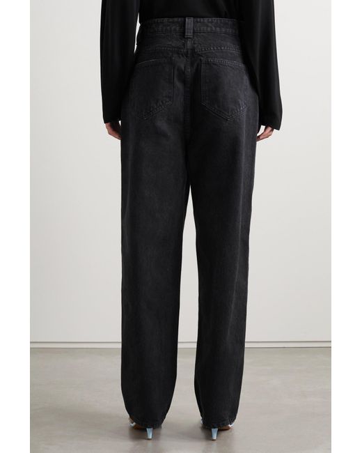 Khaite Black High-Waisted Straight Leg Jeans