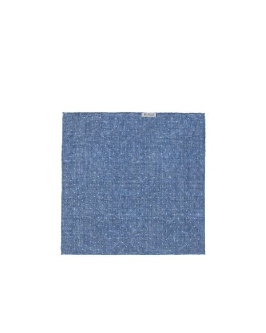 Brunello Cucinelli Blue Motif-Printed Finished Edge Pocket Square for men