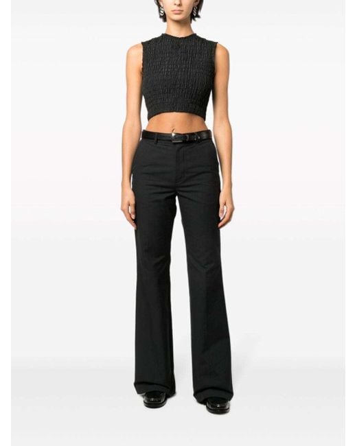 Patou Black Textured Cropped Top