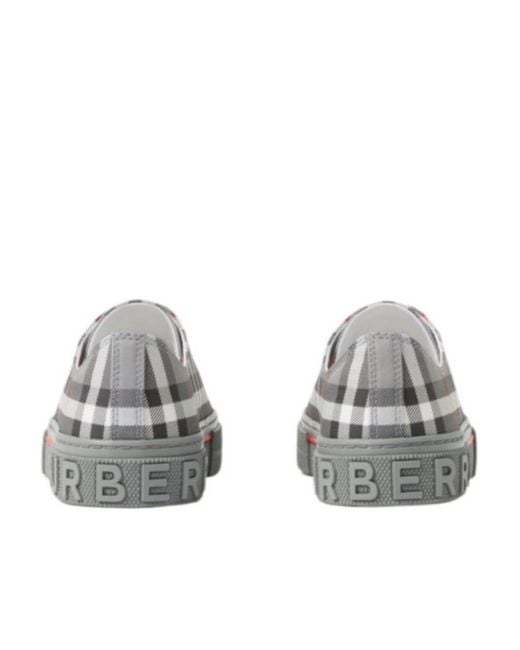 Burberry Gray Check-Pattern Canvas Sneakers