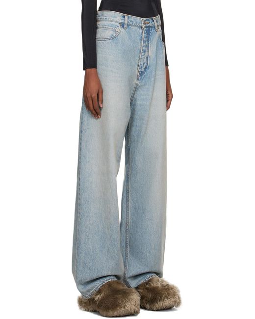 Balenciaga Blue Logo Patch Baggy Jeans for men