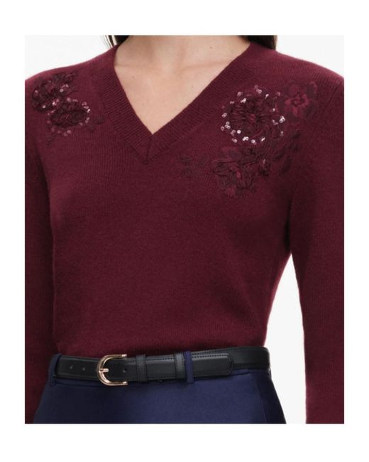 Self-Portrait Purple Burgundy Flower Wool Jumper
