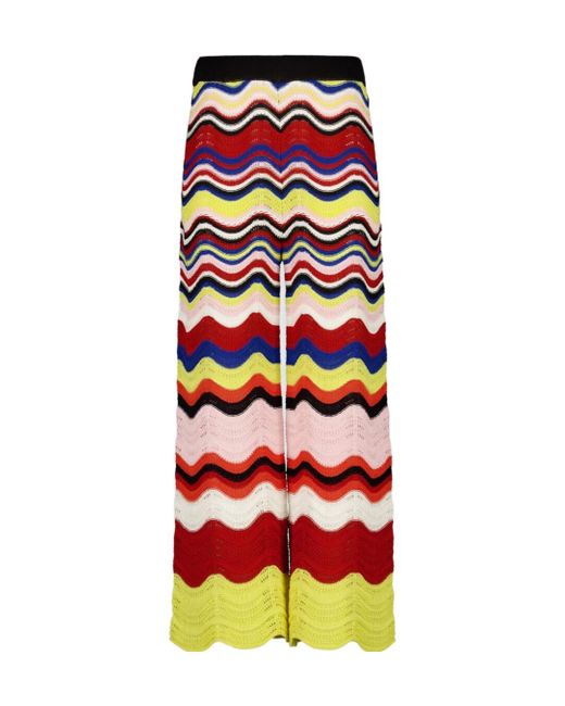 LaDoubleJ Red Chevron-Knit Trousers