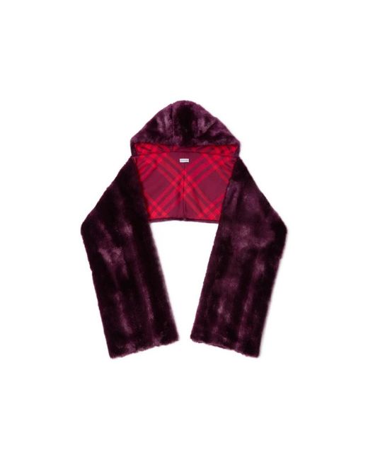 Burberry Purple Faux-Fur Hooded Wraparound Scarf for men