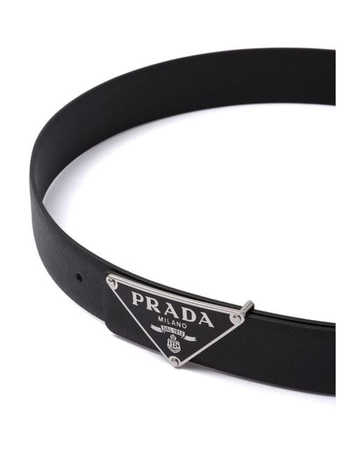 Prada Black Saffiano Press-Stud Fastened Belt for men