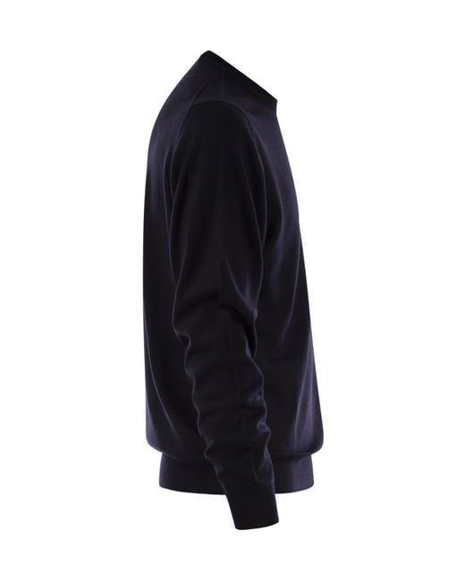 Fedeli Blue Crew Neck Sweater for men