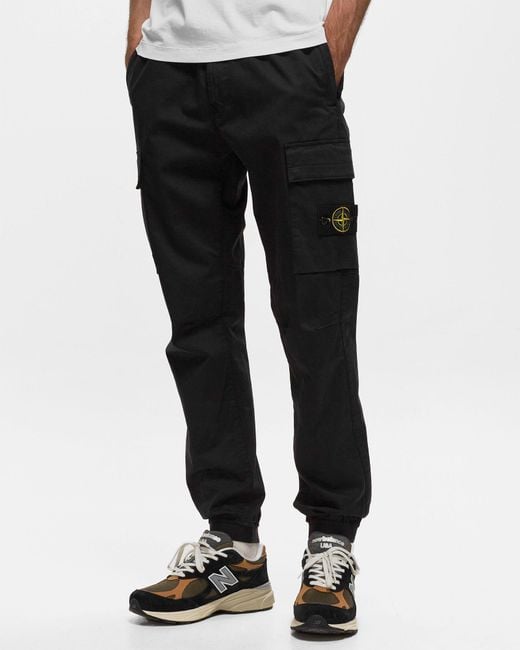 Stone Island Black Logo Patch Cargo Pants for men
