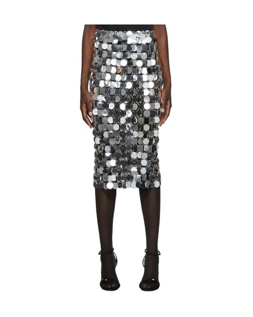 Rabanne Black Mirror-Effect Sequin Midi Skirt