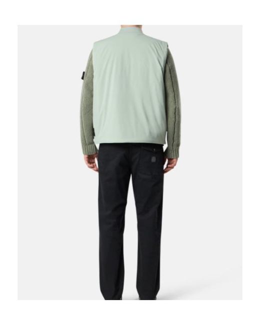 Stone Island Green Logo Patch Zipped Vest for men