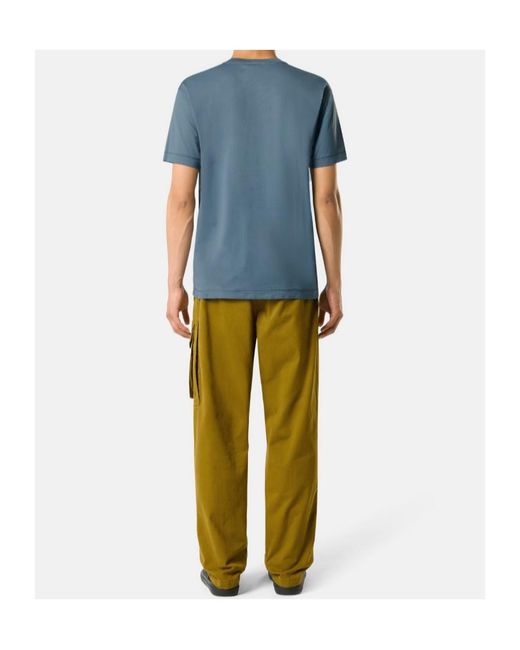 Stone Island Blue Logo-Patch Cotton T-Shirt for men